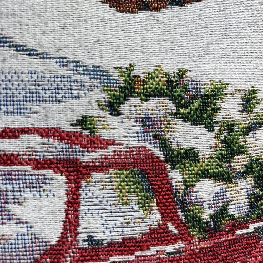Christmas Pillow‎ Tapestry Red Pickup Truck Snow Farmhouse Winter Cottage 15x15